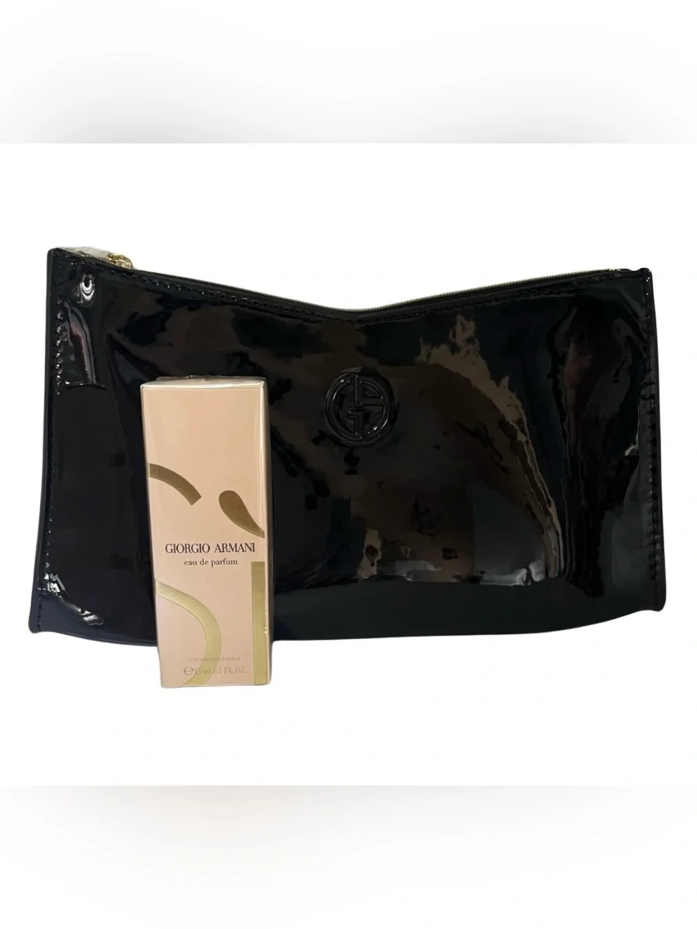 PERFUME & Giorgio Armani Patent Clutch + Sì Eau de Parfum Gift Set NEW